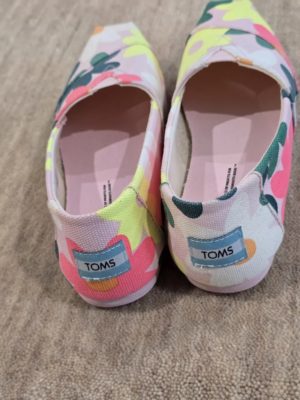 TOMS Kids Pink Floral Slip-On Shoes